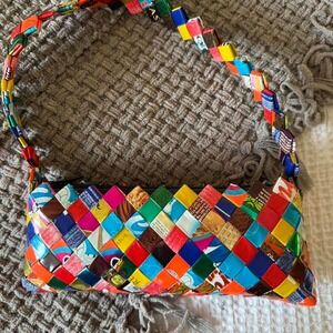 Small mulit-colored Up-cyled handbag